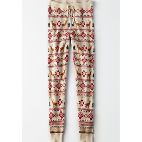 American Eagle Reindeer Sweater Sleep Leggings - Picture 2 of 7